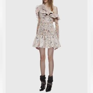 NWT Rosalind Floral & Star Embroidered Sequin One-Shoulder Dress